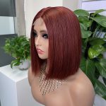 2x6 Reddish Brown Colored Straight BOB Lace Closure Virgin Human Hair Wig